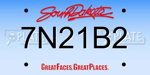 7N21B2 South Dakota License Plate