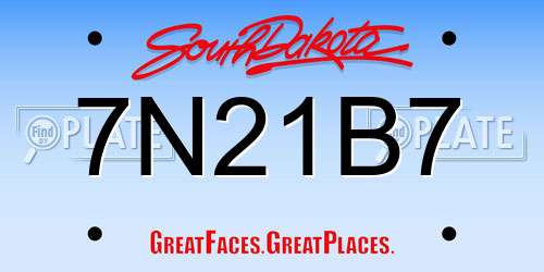 7N21B7 South Dakota License Plate