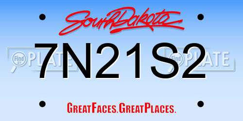 7N21S2 South Dakota License Plate