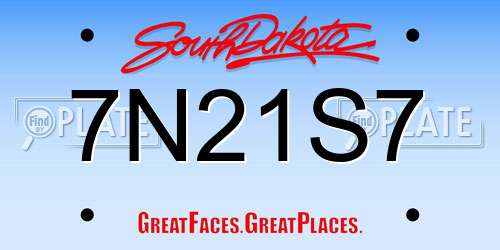 7N21S7 South Dakota License Plate