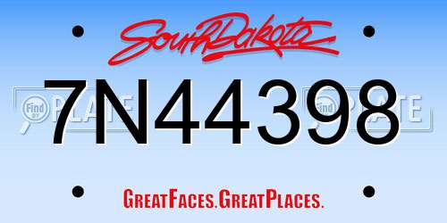 7N44398 South Dakota License Plate
