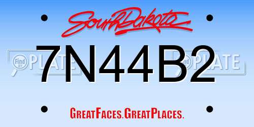 7N44B2 South Dakota License Plate