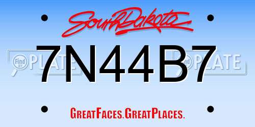 7N44B7 South Dakota License Plate