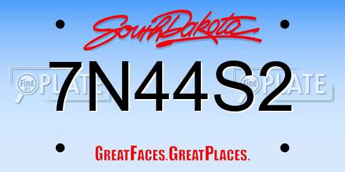 7N44S2 South Dakota License Plate