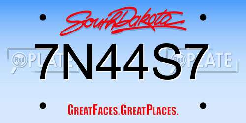 7N44S7 South Dakota License Plate