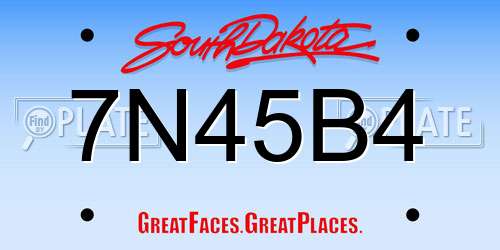 7N45B4 South Dakota License Plate