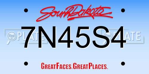 7N45S4 South Dakota License Plate