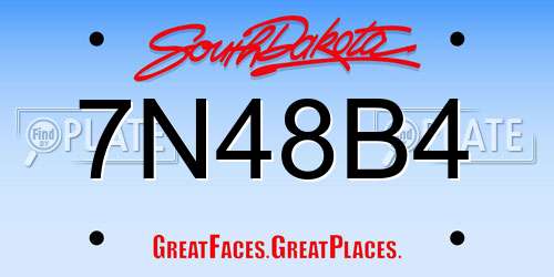 7N48B4 South Dakota License Plate