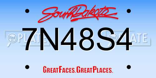 7N48S4 South Dakota License Plate