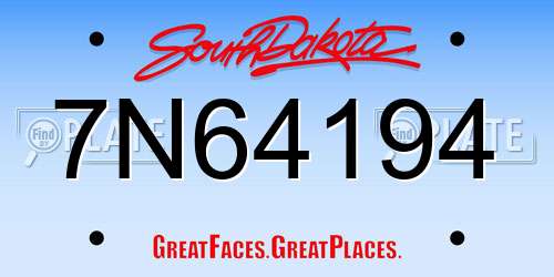 7N64194 South Dakota License Plate