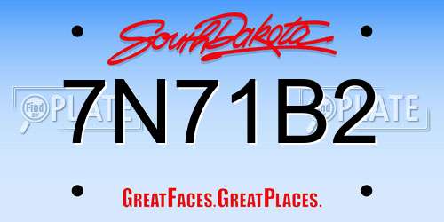 7N71B2 South Dakota License Plate