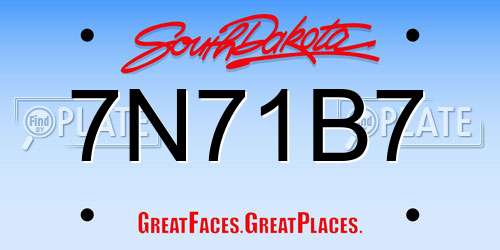 7N71B7 South Dakota License Plate