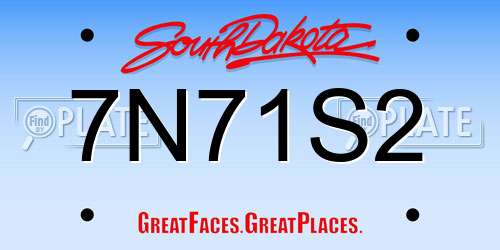 7N71S2 South Dakota License Plate