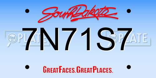 7N71S7 South Dakota License Plate