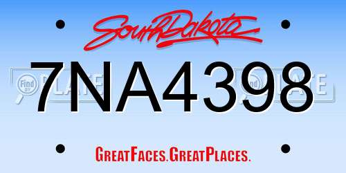 7NA4398 South Dakota License Plate
