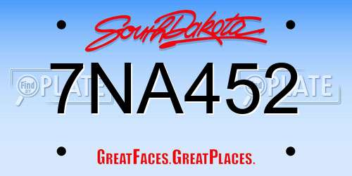 7NA452 South Dakota License Plate
