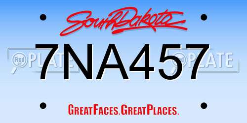 7NA457 South Dakota License Plate