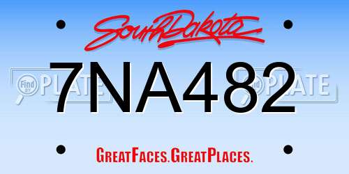 7NA482 South Dakota License Plate