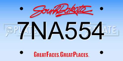 7NA554 South Dakota License Plate