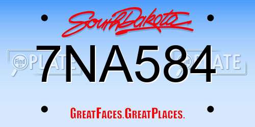7NA584 South Dakota License Plate