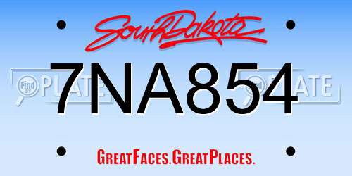 7NA854 South Dakota License Plate