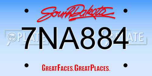 7NA884 South Dakota License Plate