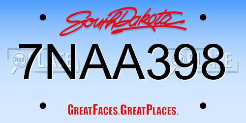 7NAA398 South Dakota License Plate