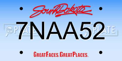 7NAA52 South Dakota License Plate