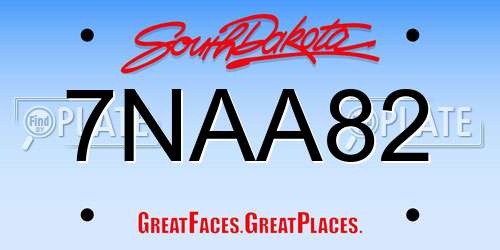 7NAA82 South Dakota License Plate