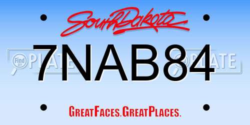 7NAB84 South Dakota License Plate