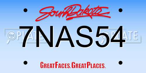 7NAS54 South Dakota License Plate