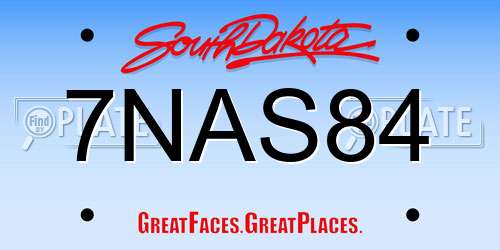 7NAS84 South Dakota License Plate