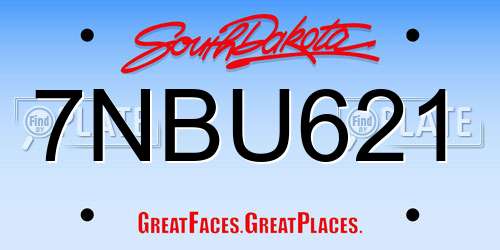 7NBU621 South Dakota License Plate