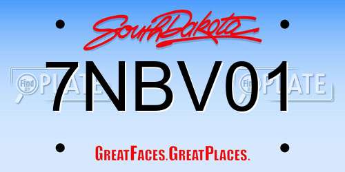 7NBV01 South Dakota License Plate