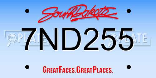 7ND255 South Dakota License Plate