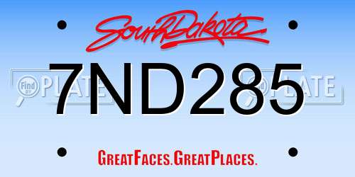 7ND285 South Dakota License Plate