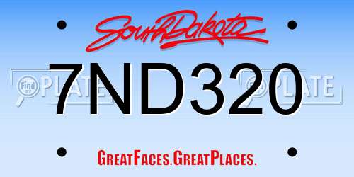 7ND320 South Dakota License Plate