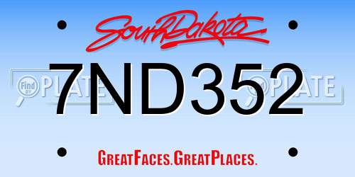 7ND352 South Dakota License Plate