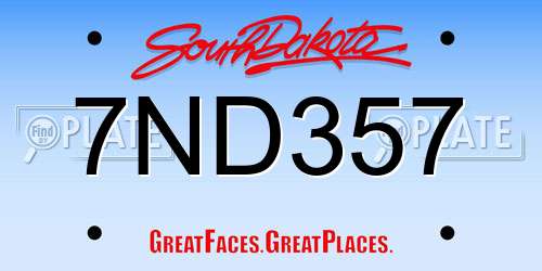 7ND357 South Dakota License Plate
