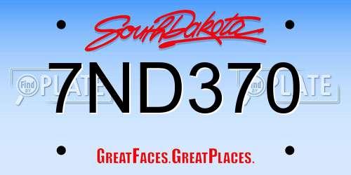 7ND370 South Dakota License Plate