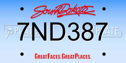7ND387 South Dakota License Plate