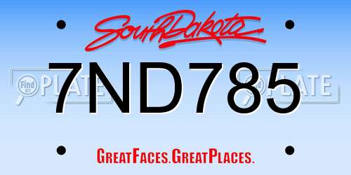 7ND785 South Dakota License Plate
