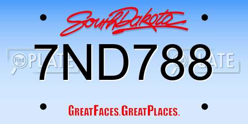 7ND788 South Dakota License Plate