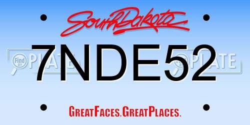 7NDE52 South Dakota License Plate