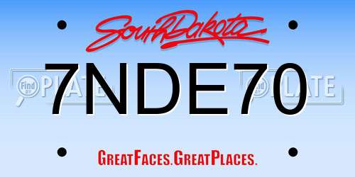 7NDE70 South Dakota License Plate