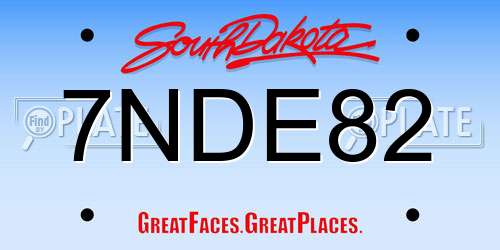 7NDE82 South Dakota License Plate