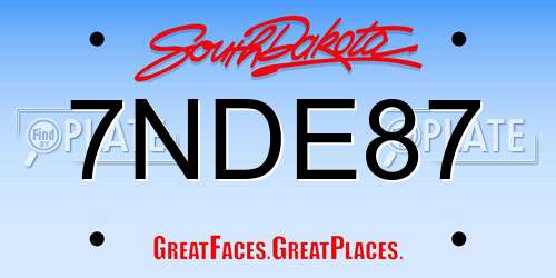 7NDE87 South Dakota License Plate