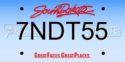 7NDT55 South Dakota License Plate