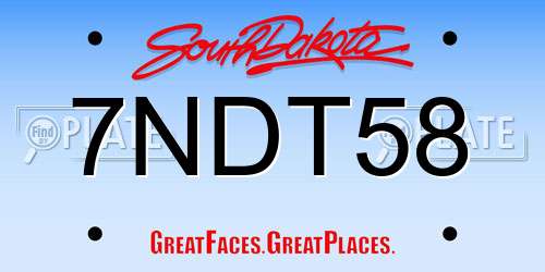 7NDT58 South Dakota License Plate