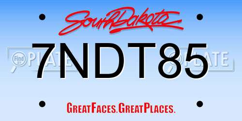 7NDT85 South Dakota License Plate